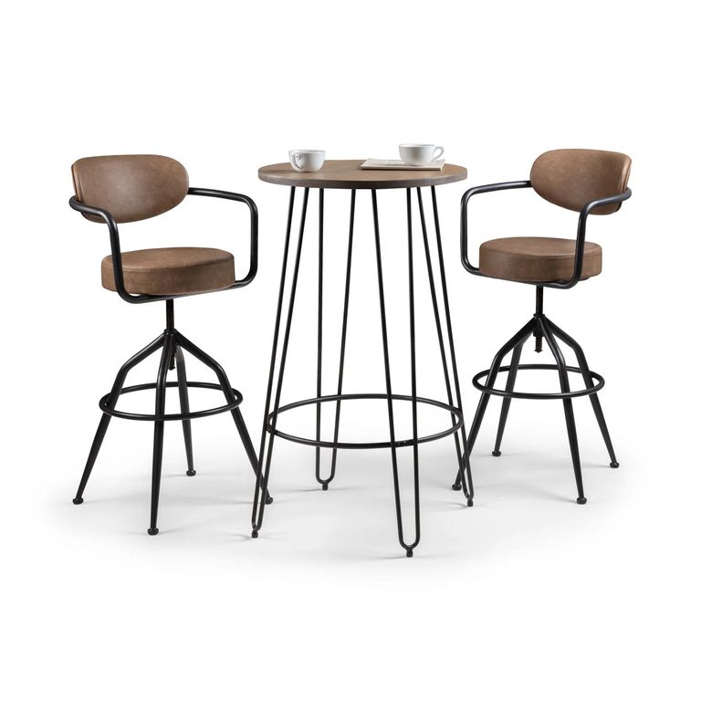 Barbican Swivel Barstool with Back - Set of 2 - Brown