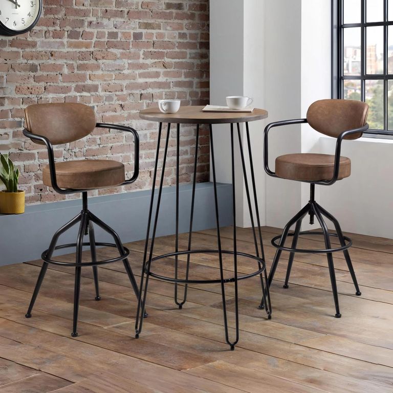 Barbican Swivel Barstool with Back - Set of 2 - Brown