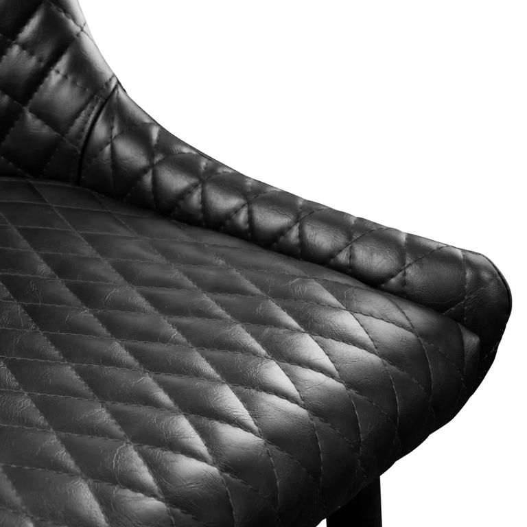 Leather Barstool with Back - Set of 2 - Black