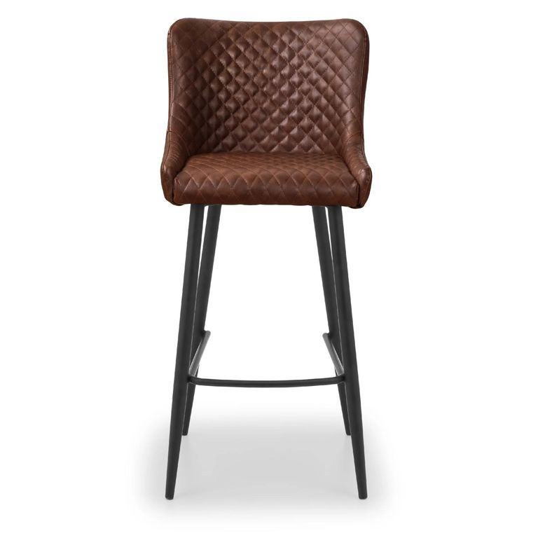 Leather Barstool with Back - Set of 2 - Brown