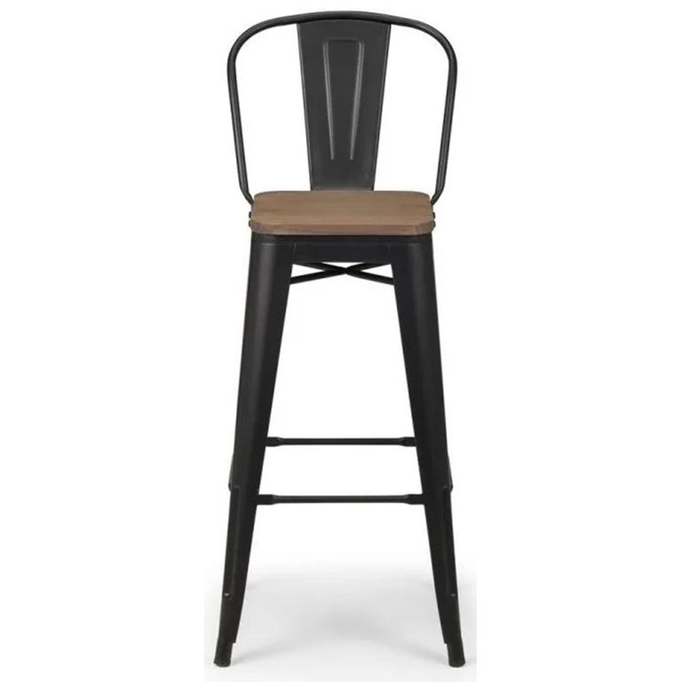 Grafton Barstool with Back - Set of 2 - Elm Wood - Industrial