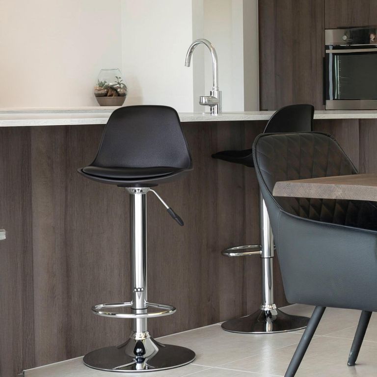 Trondheim Barstool - Black Faux Leather - Set of 2 - Adjustable