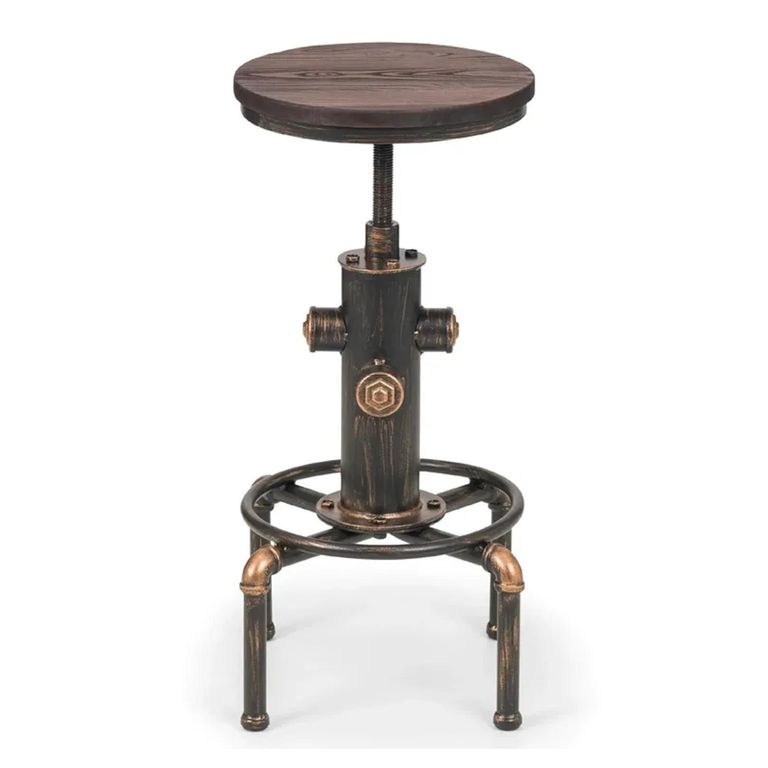 Clearance - Rockport Round Barstool - Set of 2 - Rustic Elm - Industrial - FSS16529