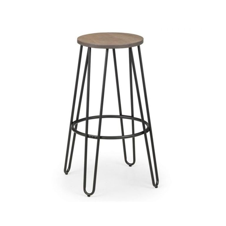 Clearance - Dalston Barstools - Set of 2 - Round - Elm Wood - Industrial - A120