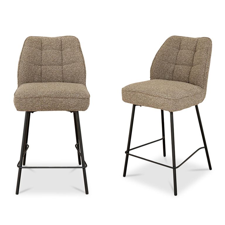 Banbury Counter Stool - Set of 2 - Fabric - Mocha Chenille
