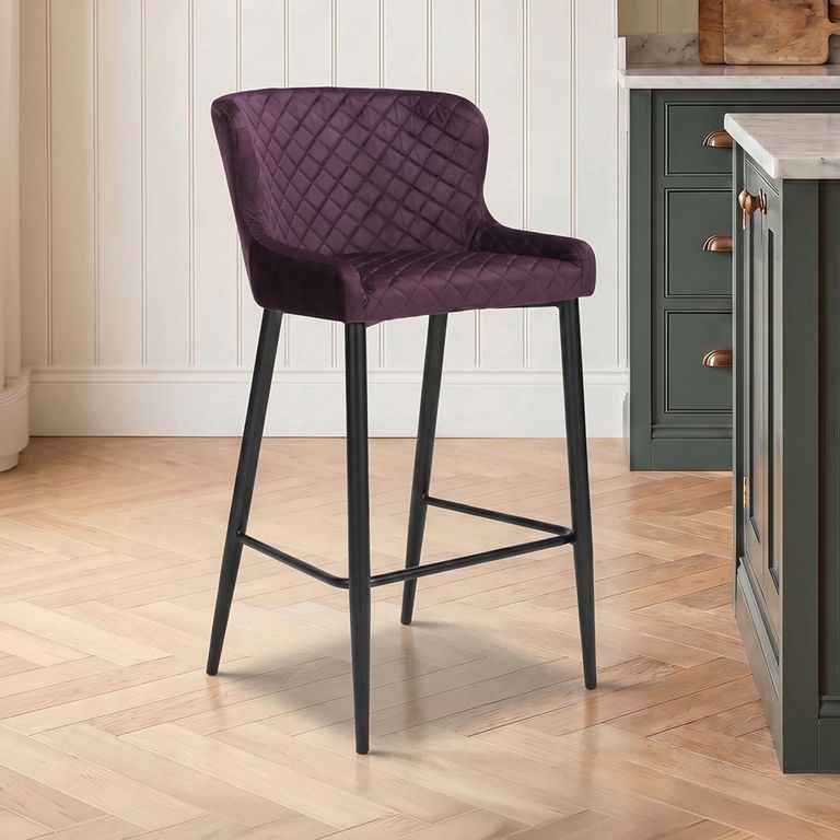 Malmo Barstool with Back - Set of 2 - Purple Fabric
