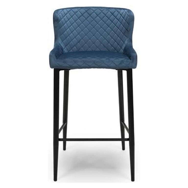Malmo Barstool with Back - Set of 2 - Blue Fabric