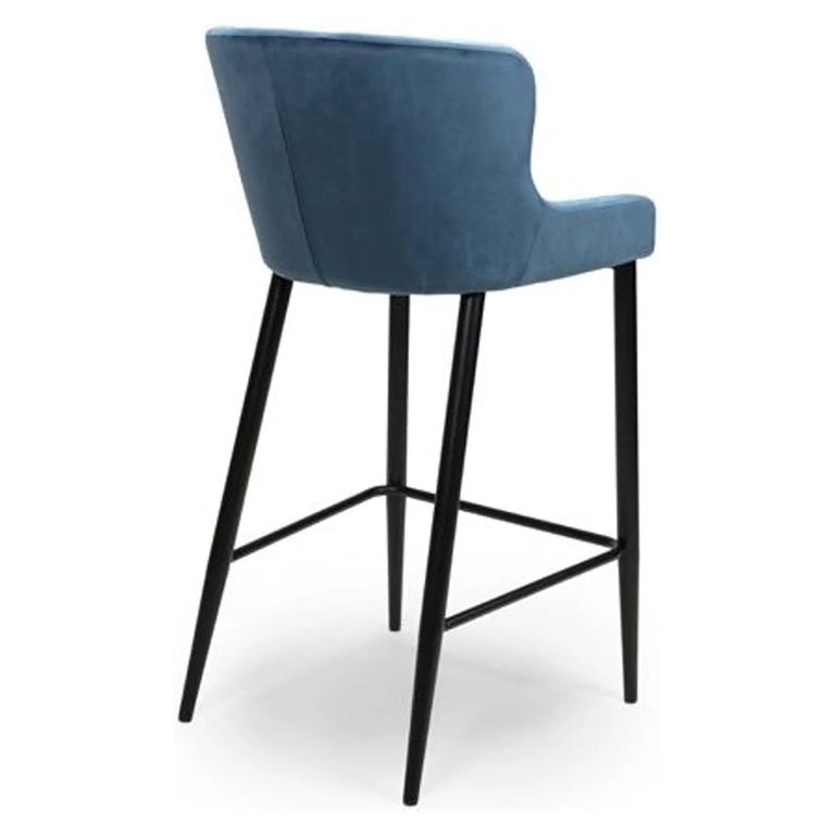 Malmo Barstool with Back - Set of 2 - Blue Fabric