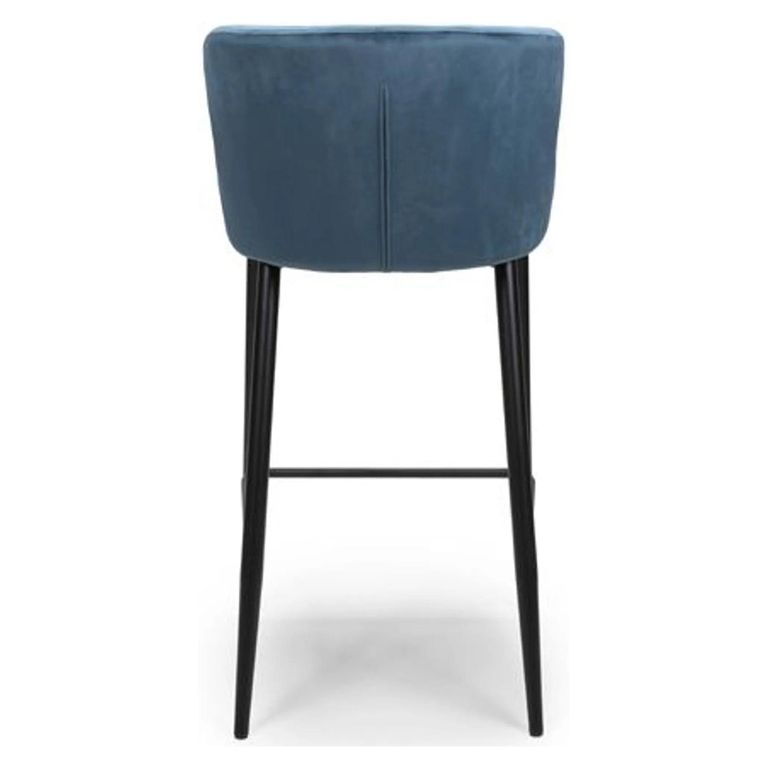 Malmo Barstool with Back - Set of 2 - Blue Fabric