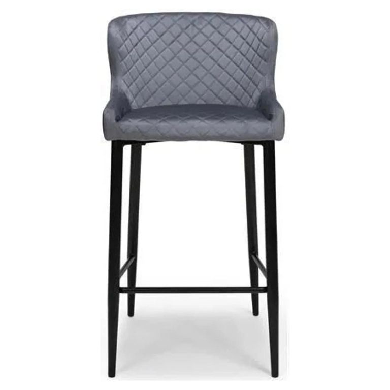 Malmo Barstool with Back - Set of 2 - Grey Fabric
