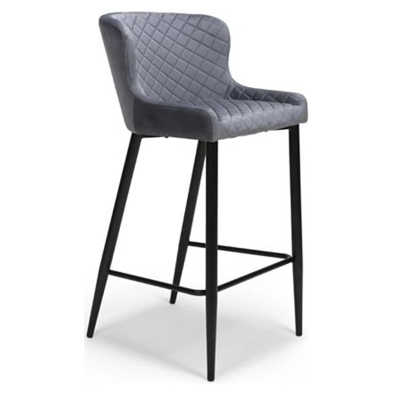 Malmo Barstool with Back - Set of 2 - Grey Fabric
