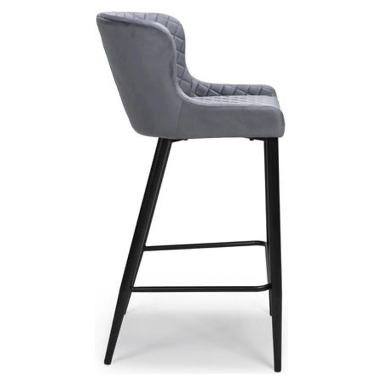 Malmo Barstool with Back - Set of 2 - Grey Fabric