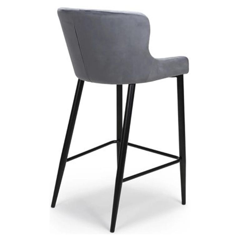 Malmo Barstool with Back - Set of 2 - Grey Fabric