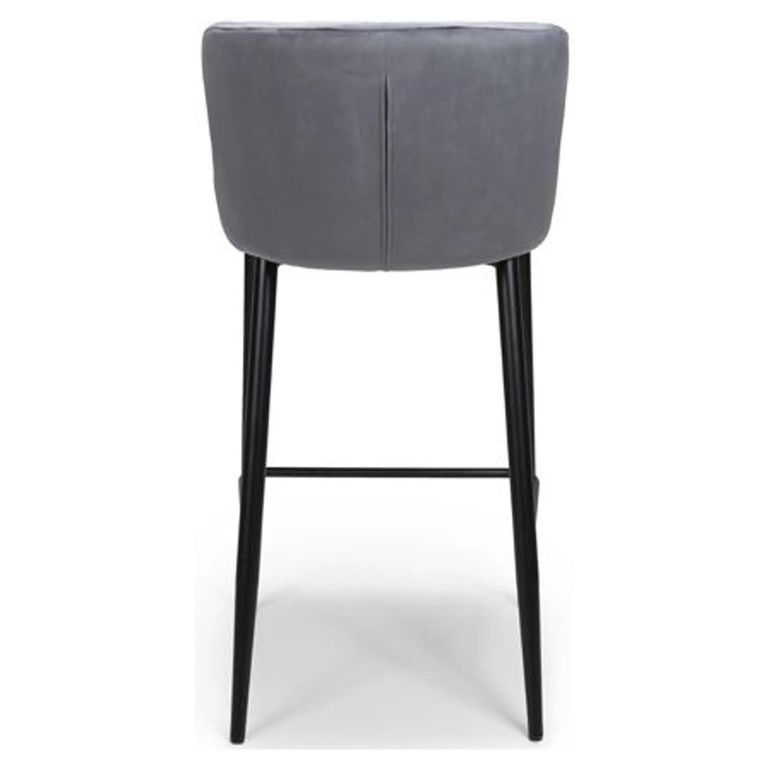 Malmo Barstool with Back - Set of 2 - Grey Fabric