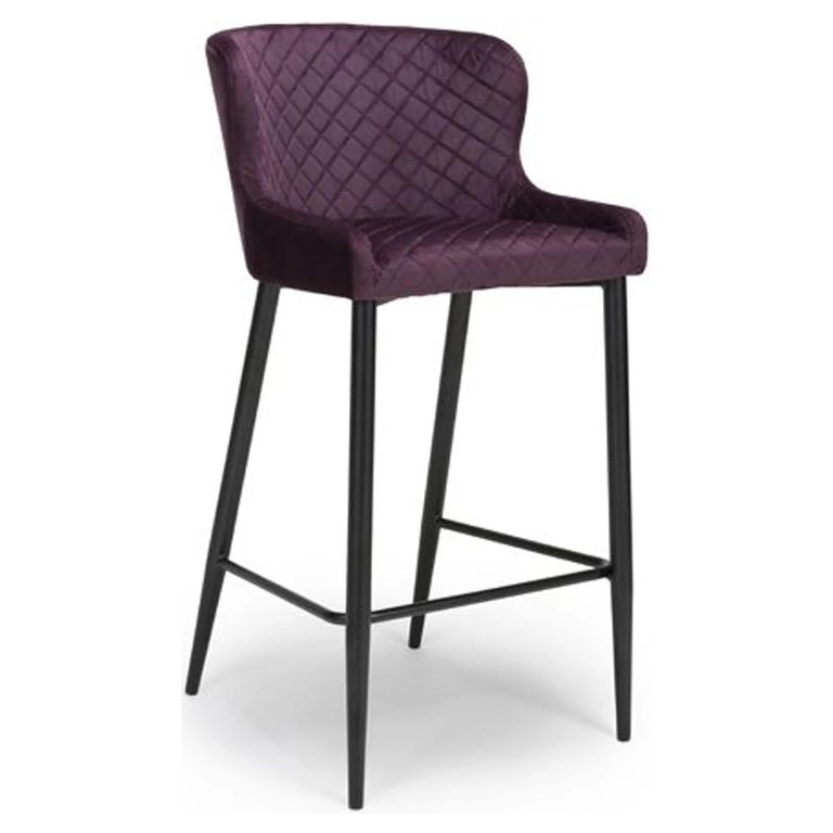 Malmo Barstool with Back - Set of 2 - Purple Fabric