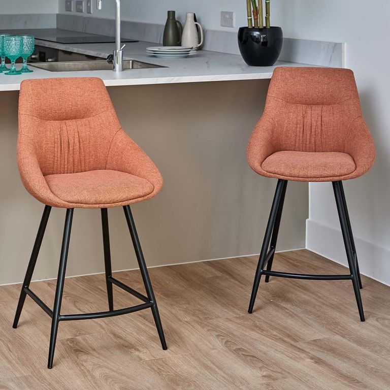 Boden Counter Chair - Set of 2 - Brick Red Fabric