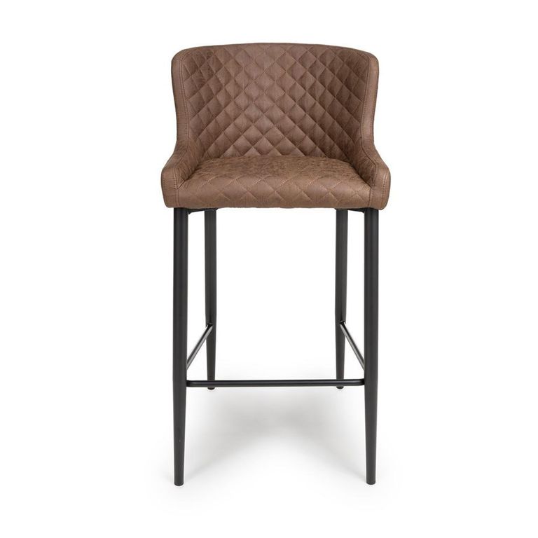 Charlie Barstool with Back - Set of 2 - Brown Faux Leather