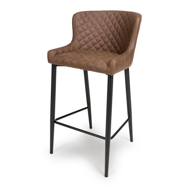 Charlie Barstool with Back - Set of 2 - Brown Faux Leather