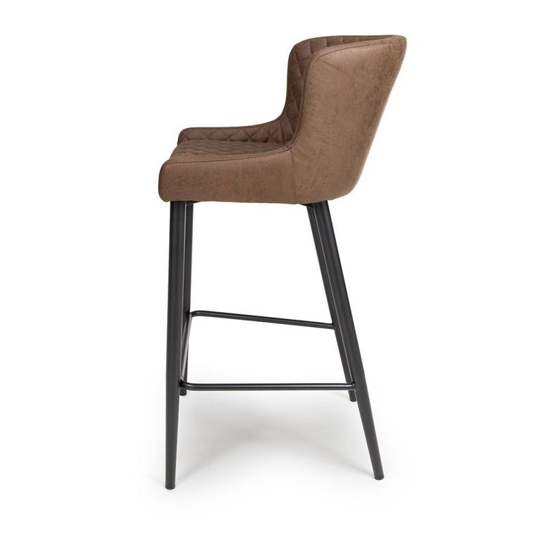 Charlie Barstool with Back - Set of 2 - Brown Faux Leather