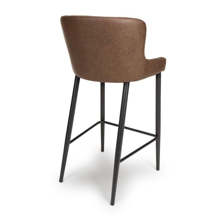 Charlie Barstool with Back - Set of 2 - Brown Faux Leather