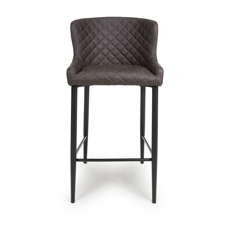 Charlie Barstool with Back - Set of 2 - Grey Faux Leather