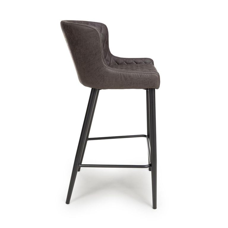 Charlie Barstool with Back - Set of 2 - Grey Faux Leather