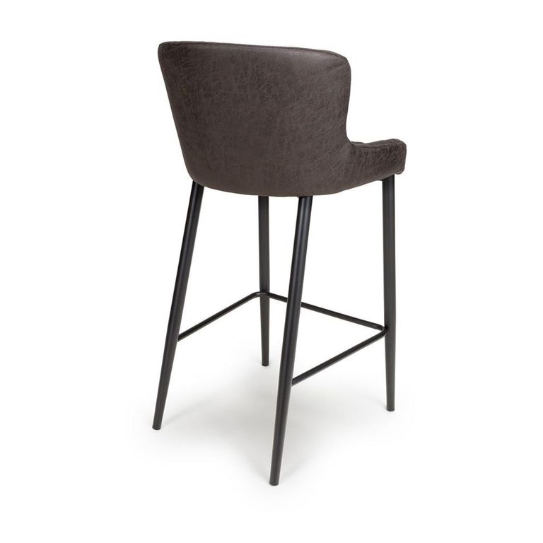 Charlie Barstool with Back - Set of 2 - Grey Faux Leather