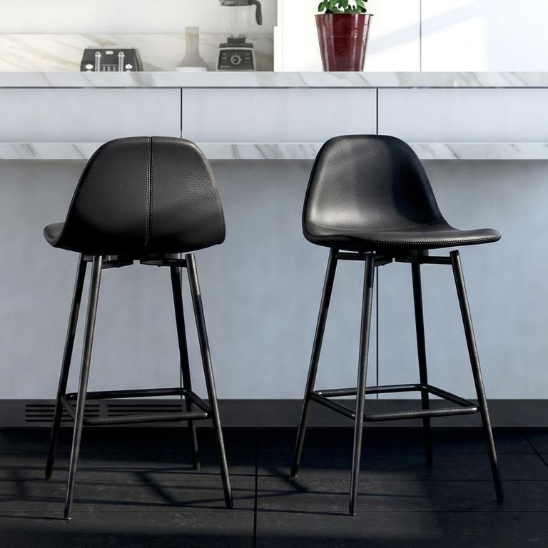 Copley Barstool - Set of 2 - Black Faux Leather - S025401UK