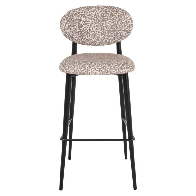 Dantes Barstool - Natural Geo and Black - Fabric and Metal
