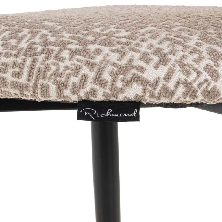 Dantes Barstool - Natural Geo and Black - Fabric and Metal