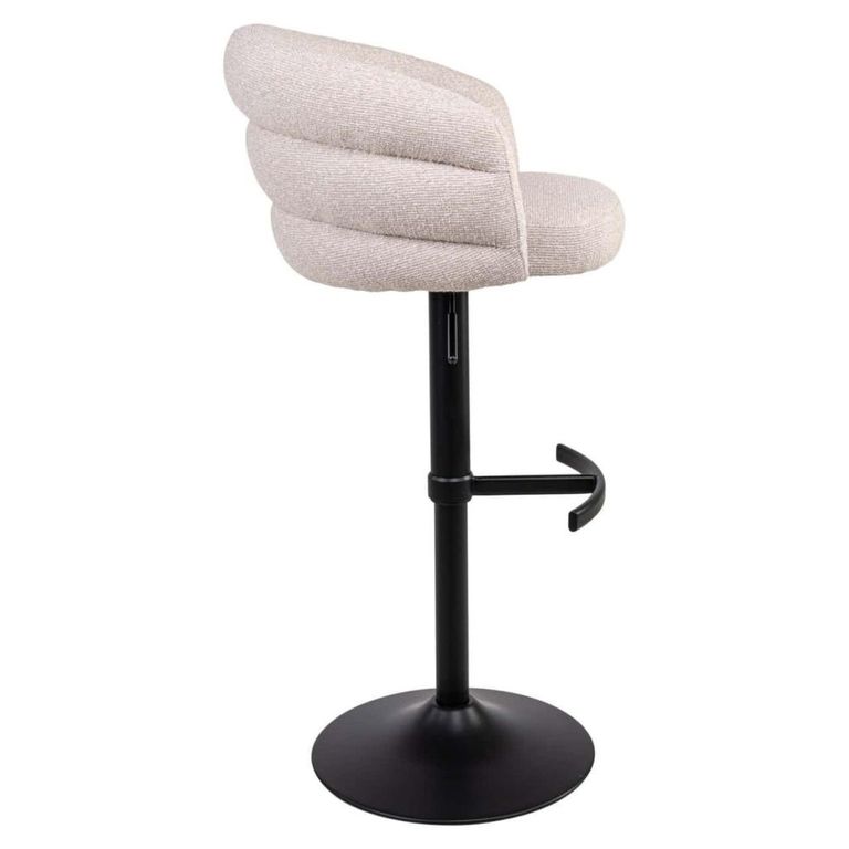 Nikki Swivel Barstool - Curved Back - Adjustable Height - Biscotti and Black - Fabric and Metal