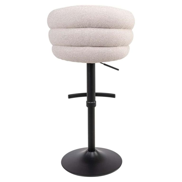 Nikki Swivel Barstool - Curved Back - Adjustable Height - Biscotti and Black - Fabric and Metal
