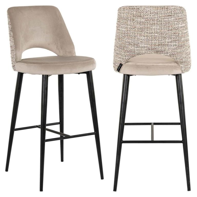 Tabitha Barstool - Trendy Nature and Black - Fabric and Metal