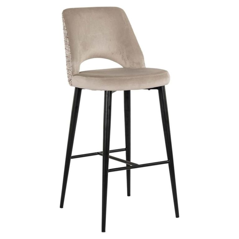 Tabitha Barstool - Trendy Nature and Black - Fabric and Metal