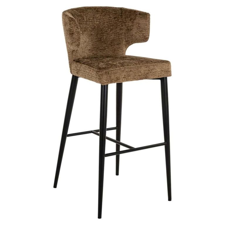 Taylor Barstool - Brandy Fusion and Black - Fabric and Metal