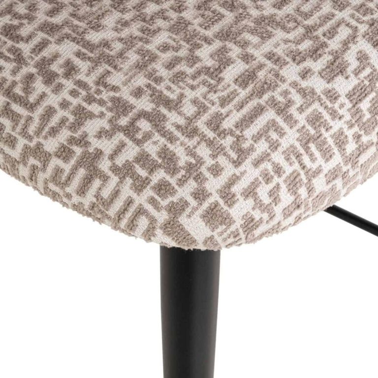 Dantes Counter Stool - Curved Back - Natural Geo and Black - Fabric and Metal