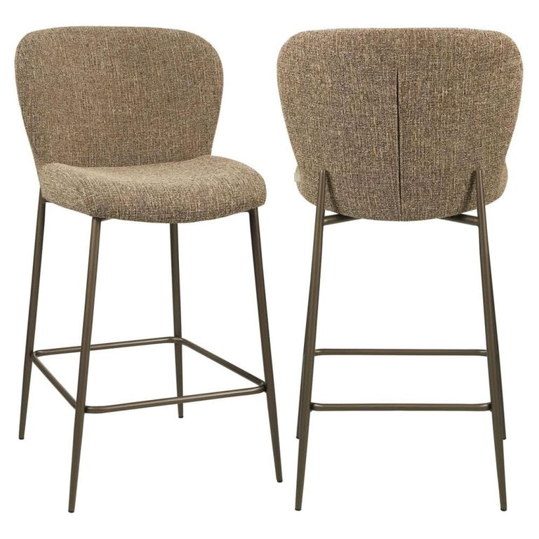 Odarby Counter Stool - Brown Tweed - Fabric and Metal