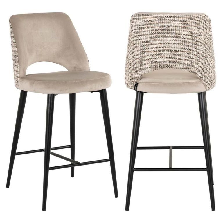 Tabitha Counter Stool - Trendy Nature and Black - Fabric and Metal