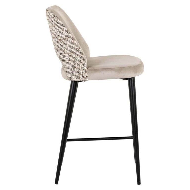 Tabitha Counter Stool - Trendy Nature and Black - Fabric and Metal