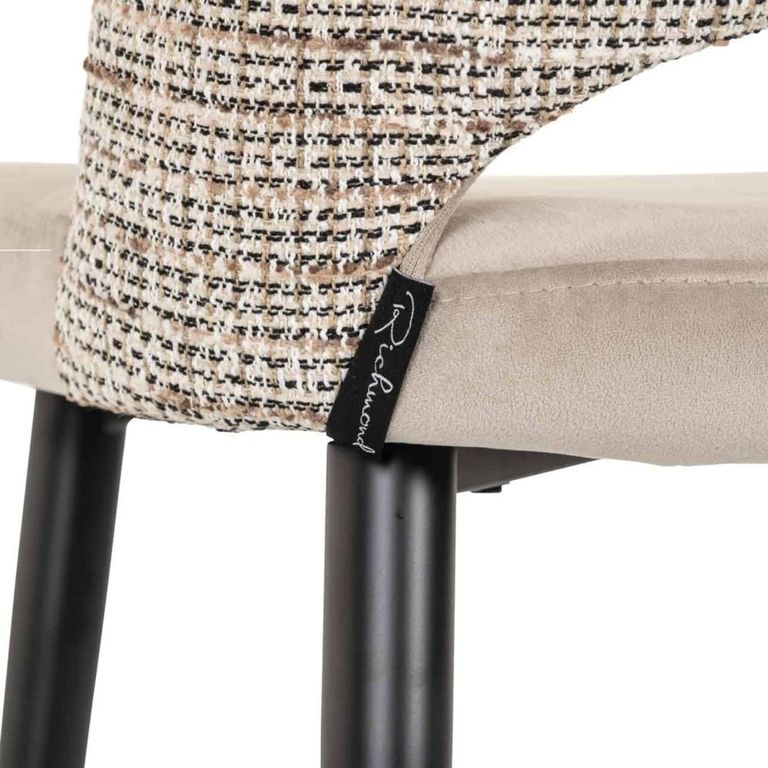 Tabitha Counter Stool - Trendy Nature and Black - Fabric and Metal