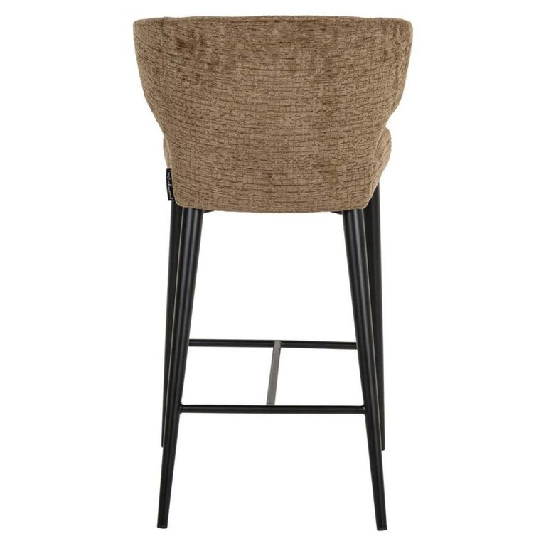 Taylor Counter Stool - Curved Back - Brandy and Black - Fabric and Metal