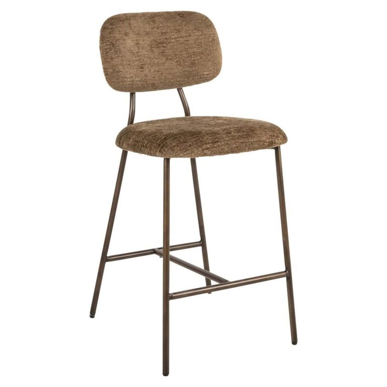 Xenia Counter Stool - Set of 2 - Brandy Fusion - Fabric and Metal