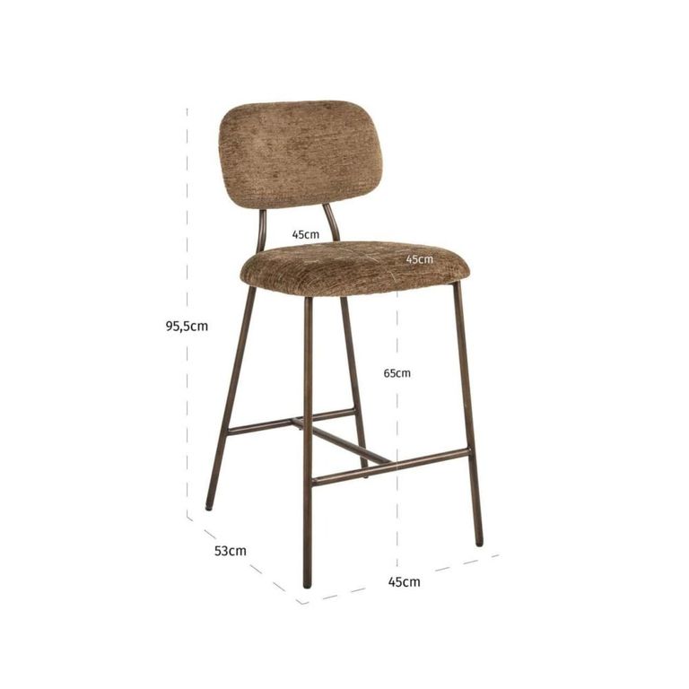 Xenia Counter Stool - Set of 2 - Brandy Fusion - Fabric and Metal