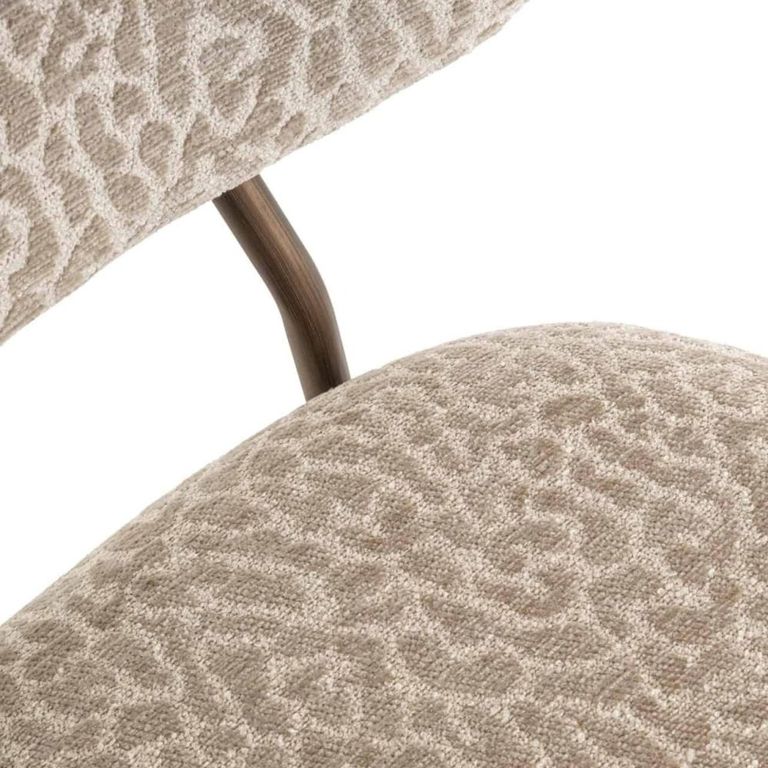Xenia Counter Stool - Set of 2 - Leopard - Beige - Fabric and Metal