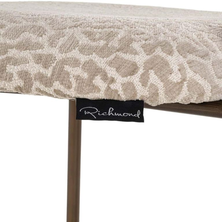 Xenia Counter Stool - Set of 2 - Leopard - Beige - Fabric and Metal