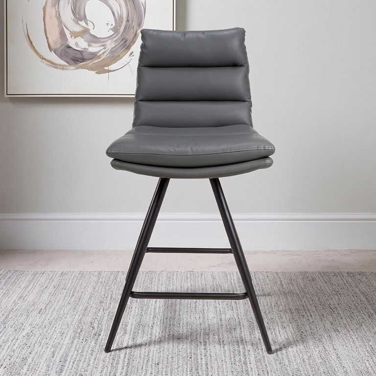 Nobo Swivel Counter Stool - Set of 2 - Grey - Faux Leather