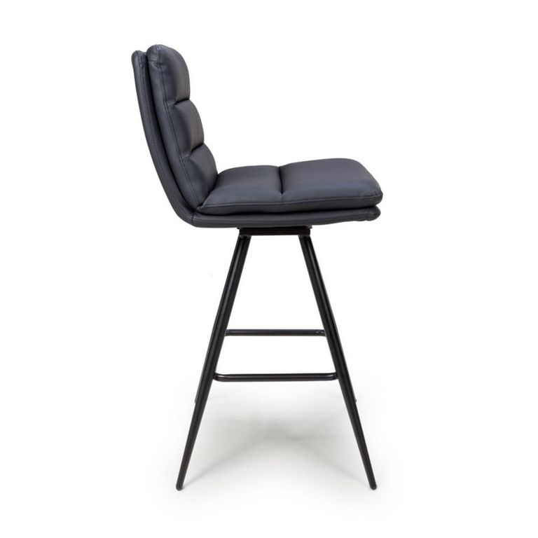 Nobo Swivel Bar Stool - Set of 2 - Black - Faux Leather