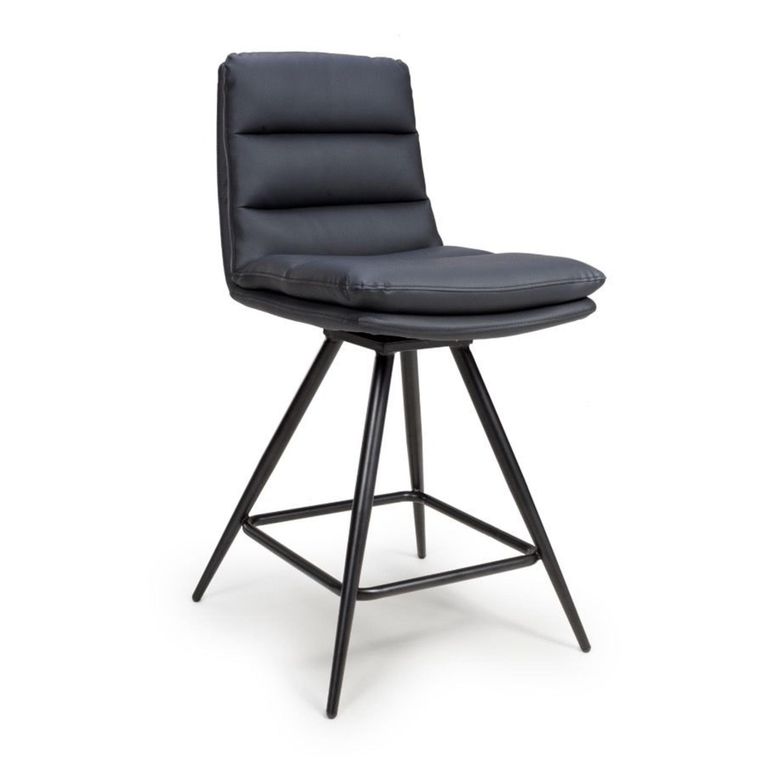Nobo Swivel Counter Stool - Set of 2 - Black - Faux Leather