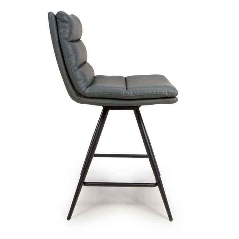 Nobo Swivel Counter Stool - Set of 2 - Grey - Faux Leather