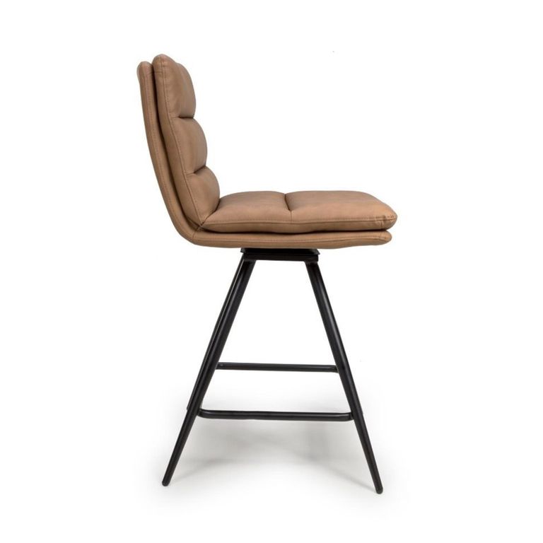 Nobo Swivel Counter Stool - Set of 2 - Tan - Faux Leather